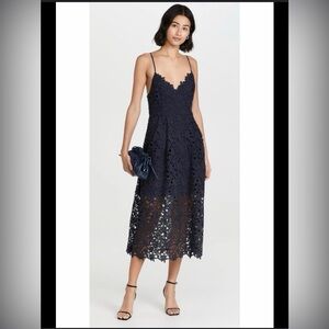 ASTR the Label Lace Illusion Midi Dress in Black Size small